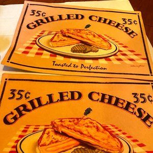 Grilled Cheese Sandwich Table Seating Place Mats Catherine Jones Art, Set of 2